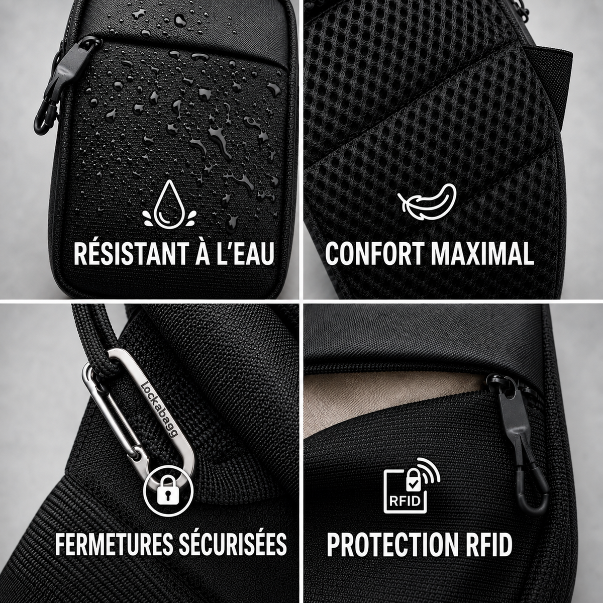 Sling bag de voyage avec options de capacité et carte de suivi